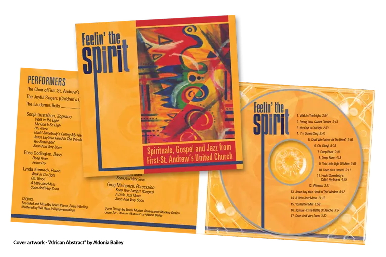 "Feelin' The Spirit" CD case for First-St. Andrew's United Church choir.